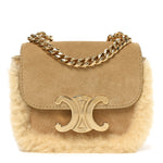 Suede Shearling Triomphe Mini Chain Claude Natural