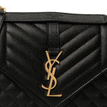 Grain De Poudre Textured Mixed Matelasse Triquilt Medium Monogram Satchel Black