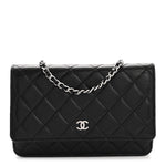 Caviar Quilted Wallet on Chain WOC Black