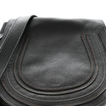 Grained Calfskin Medium Marcie Saddle Bag Black
