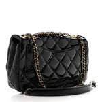 Patent Goatskin Quilted Small CC Eyelet Flap Black