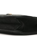 Suede Quilted Medium Single Flap Black