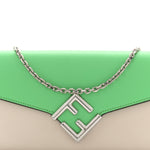Vitello King Cruise FF Diamonds Continental Envelope Wallet On Chain Latte Edamame