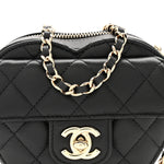 Lambskin Quilted CC In Love Heart Clutch With Chain Black
