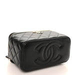 Lambskin Quilted Small CC Vanity Case Black