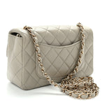 Lambskin Quilted Mini Rectangular Flap Grey