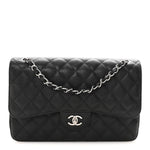 Caviar Quilted Jumbo Double Flap Black