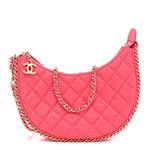 Lambskin Quilted Small Hobo Bag Pink