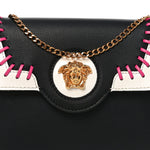 Calfskin Medusa Whipstitch Envelope Clutch Black White