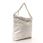Shiny Calfskin Quilted Small Chanel 22 White Black