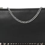 Calfskin Paris Spiked Loubila Chain Clutch Black