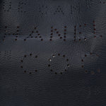 Calfskin Tweed Small Logo Eyelets Shopping Tote Navy Blue