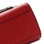 Calfskin Crystal Star Embroidered Small Padlock Shoulder Bag Hibiscus Red