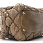 Calfskin Bubble Quilt Bowler Brown