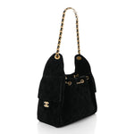 Suede Quilted Small Chanel 25 Handbag Black