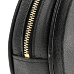 Textured Calfskin Web Ophidia Round Wrist Wallet Black