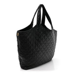 Lambskin Quilted Maxi Icare Shopping Tote Black