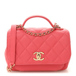 Caviar Quilted Small Business Affinity Flap Coral