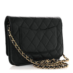 Caviar Quilted Wallet on Chain WOC Black