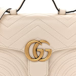 Calfskin Matelasse Mini GG Marmont Top Handle Shoulder Bag White