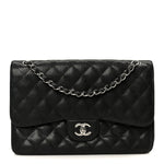 Caviar Quilted Jumbo Double Flap Black