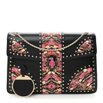 Calfskin Karung Studded Serpenti Forever Shoulder Bag Black Pink Multicolor
