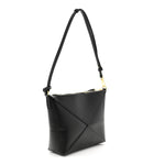 Shiny Calfskin Puzzle Fold Pouch Black