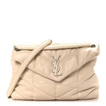 Lambskin Quilted Medium Loulou Puffer Monogram Chain Satchel Crema Soft