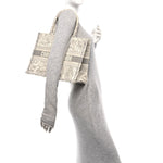 Canvas Embroidered Medium Dioriviera Toile De Jouy Book Tote Gray