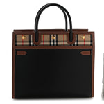 Calfskin Vintage Check Medium Two Handle Title Bag Black