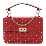Nappa Medium Rockstud Spike Shoulder Bag Rosso Valentino