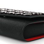 Suede Glitter Calfskin Embellished Paloma Clutch Black