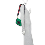 Casy Wool Azalea Calfskin Mini Horsebit 1955 Shoulder Bag Deep Emerald Blue