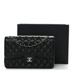 Caviar Quilted Jumbo Double Flap Black