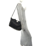 Pebbled Calfskin Medium Rockstud Tote Black