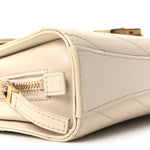 Calfskin Chevron Quilted Small Medal Flap White