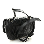 Calfskin Quilted CC Uniform Flap Belt Bag Black