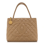 Caviar Quilted Medallion Tote Beige