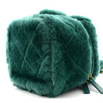Shearling Lambskin Quilted Small Vanity Case Green