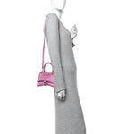 Strass Suede Hourglass Top Handle Bag XS Pink
