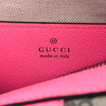 GG Supreme Monogram Textured Dollar Calfskin Web Ophidia Small Crossbody Bag Beige Ebony Fuchsia
