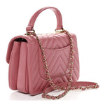 Lambskin Chevron Quilted Small Trendy CC Dual Handle Flap Bag Rosewood