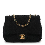 Tweed Quilted Mini Square Flap Black