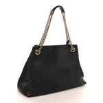 Pebbled Calfskin Medium Soho Chain Shoulder Bag Black