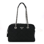 Nylon Tessuto Impuntu Quilted Shoulder Bag Black