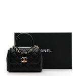 Caviar Quilted Coco Handle Clutch With Chain Black