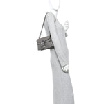 Dollar Calfskin Enamel Small Dionysus Shoulder Bag Dusty Grey Electric Blue