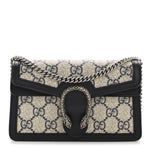 GG Supreme Monogram Textured Dollar Calfskin Super Mini Dionysus Shoulder Bag Beige Blue