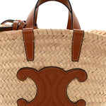 Raffia Calfskin Triomphe Teen Panier Tan