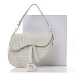 Calfskin Embossed Oblique Saddle Bag White